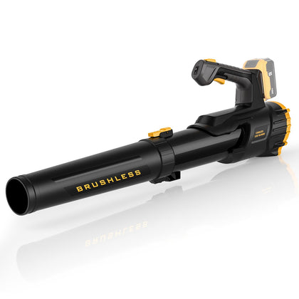 IEBUDA brushless leaf blower front view, compatible with DEWALT 20V for quick yard cleanup