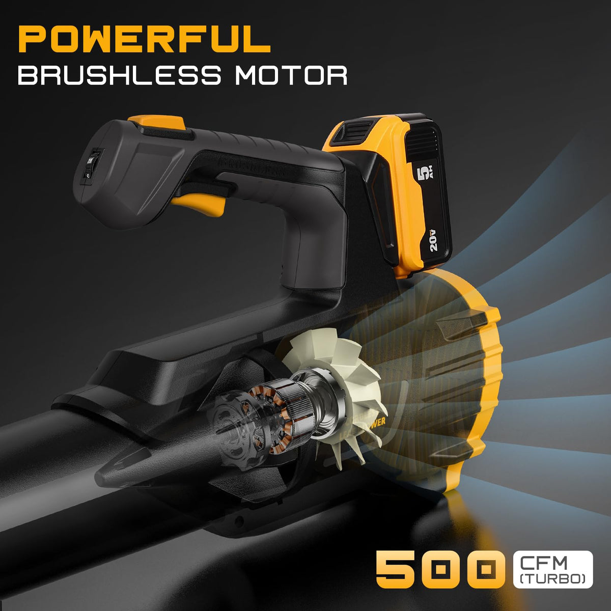 IEBUDA blower turbo mode activated for tougher debris clearing