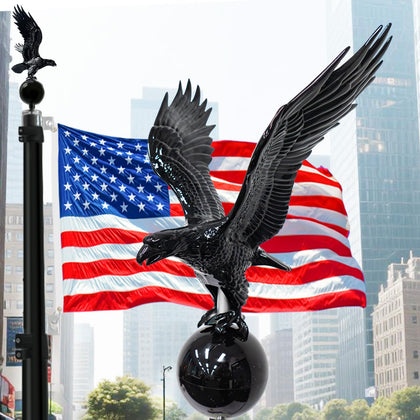 iElyiEsy eagle topper with ball on flagpole enhances curb appeal and weather durability.