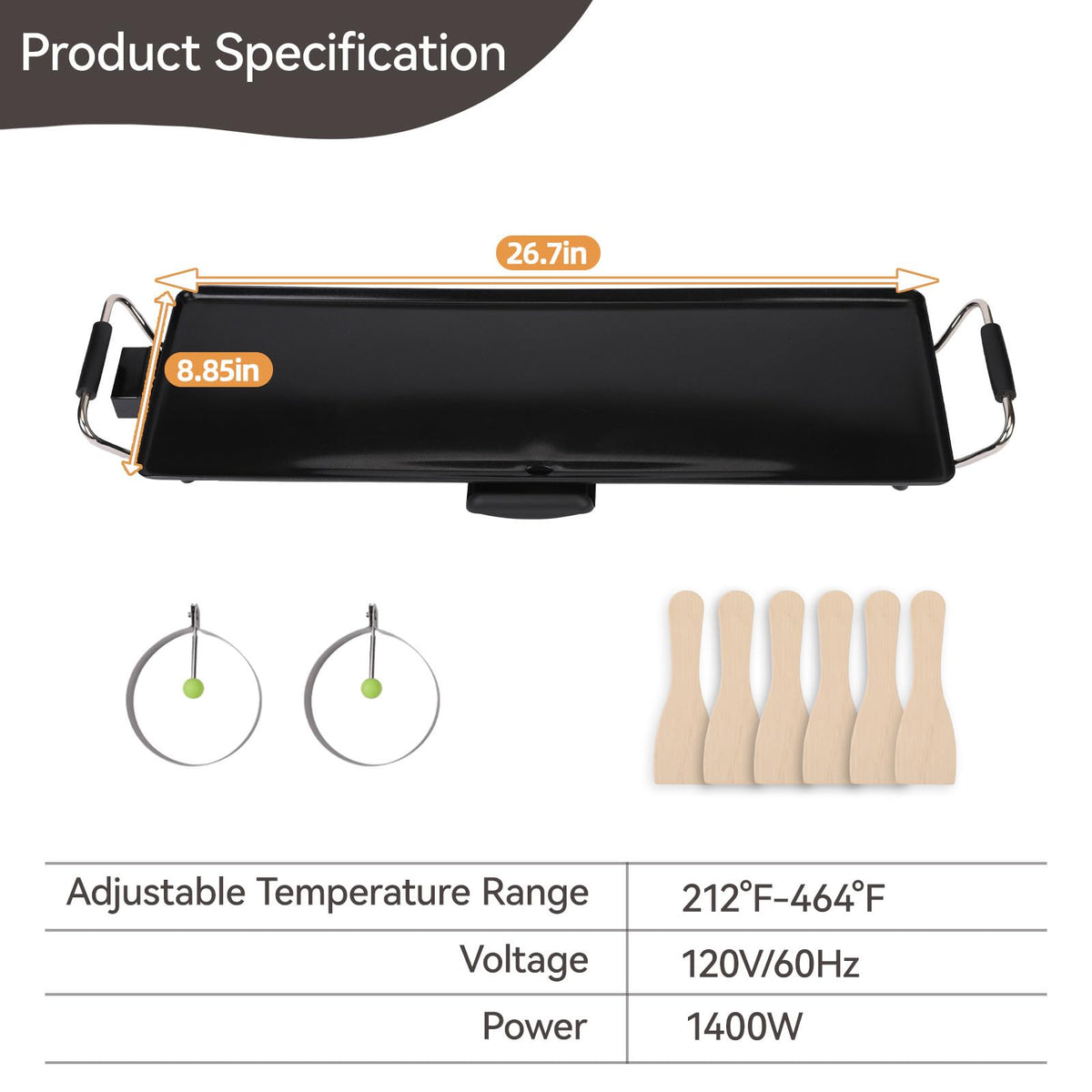 I-Keukenn electric flat top grill with adjustable temperature control for even heating