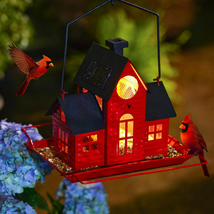iemahor solar bird feeder outdoors lantern: durable night glow attracts birds at dusk