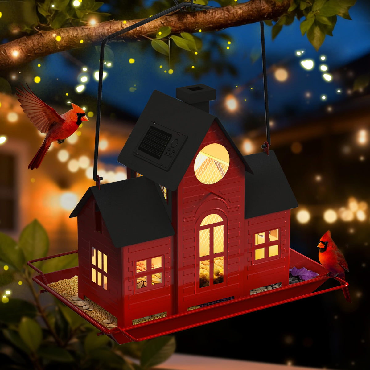 iemahor waterproof cardinal feeder protects seeds during rain and snow