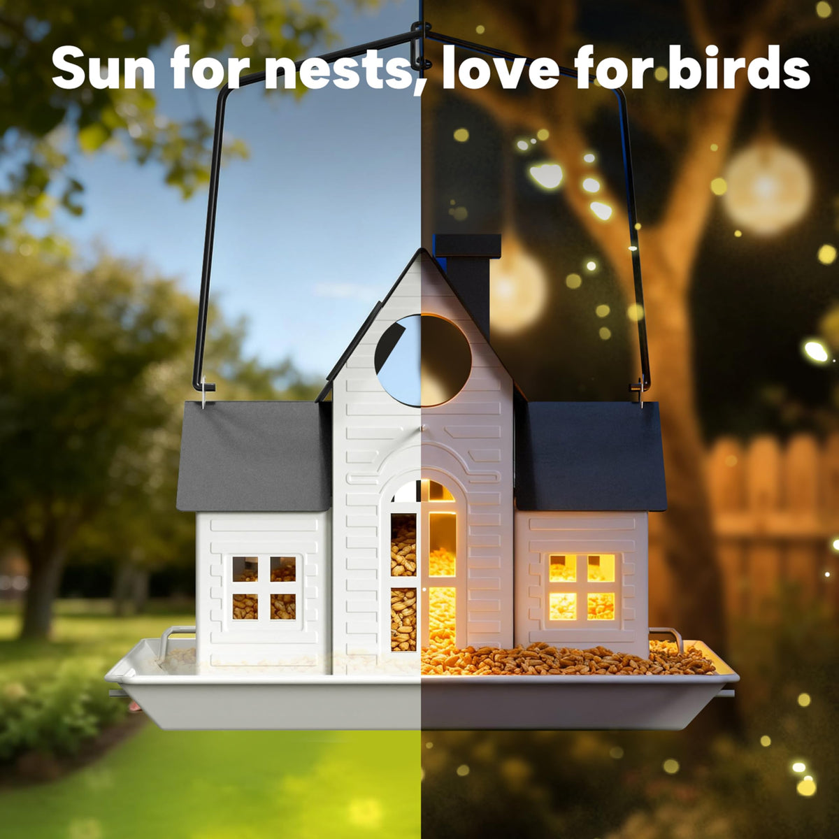 iemahor windproof-hook keeps the feeder balanced in breezy weather