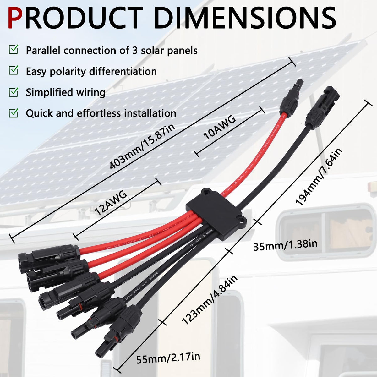 IFYKIM solar parallel connector branch wires improve wiring organization and reliability.