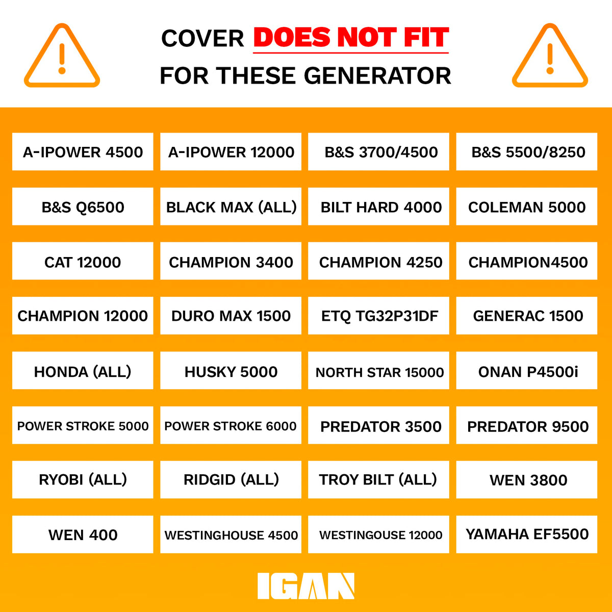 IGAN portable outdoor cover shields generator gear and weather exposure