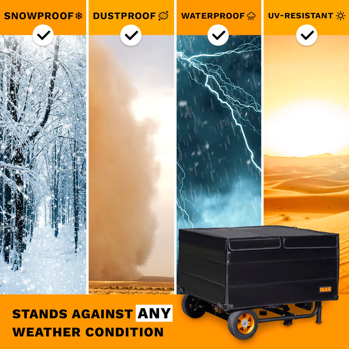 IGAN waterproof exterior keeps the generator dry in wet conditions
