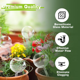 Clear glass watering bulbs ideal for indoor and outdoor plant care