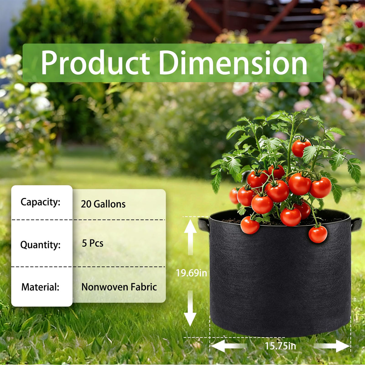 iGarden grow bag with reinforced handles ready for lifting full bags