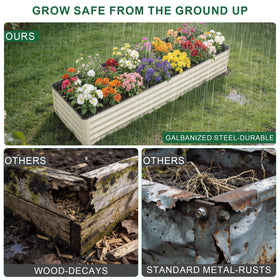 IGOHEALS garden bed left side reveals reinforced pillars for long-lasting support.