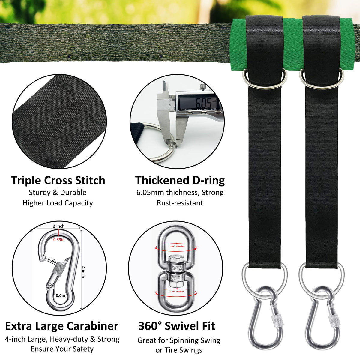 IGOLFLUCK D ring loops provide secure high load connections.