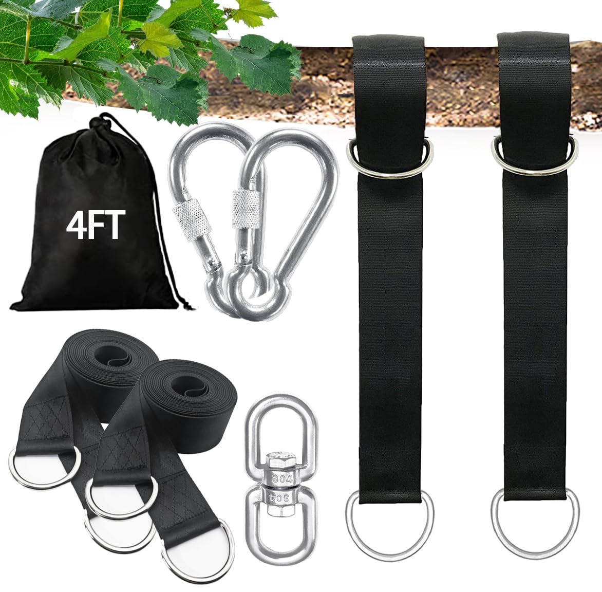 Igolfluck tree swing straps package with all components for easy setup.