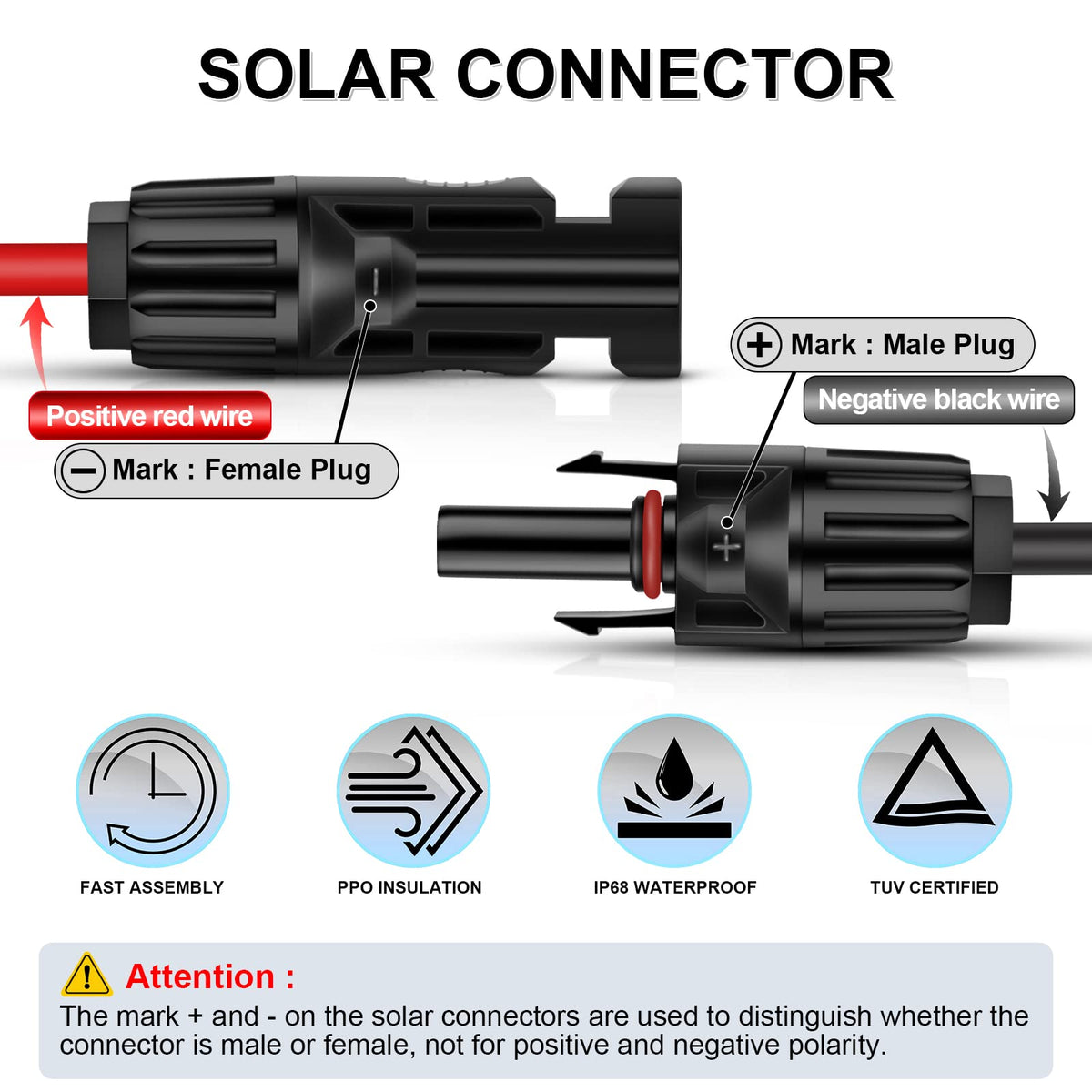 iGreely black 20ft solar extension cable for outdoor weatherproof setups.