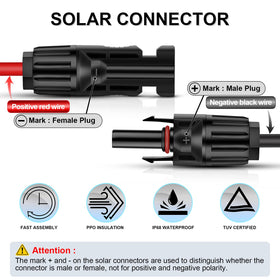 iGreely black 20ft solar extension cable for outdoor weatherproof setups.