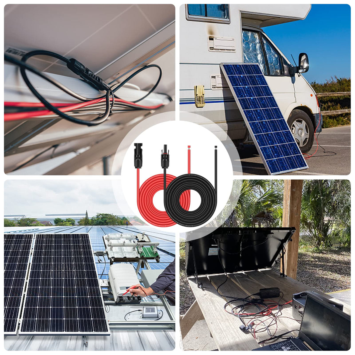 iGreely solar system layout with flexible 20 ft extension cables.