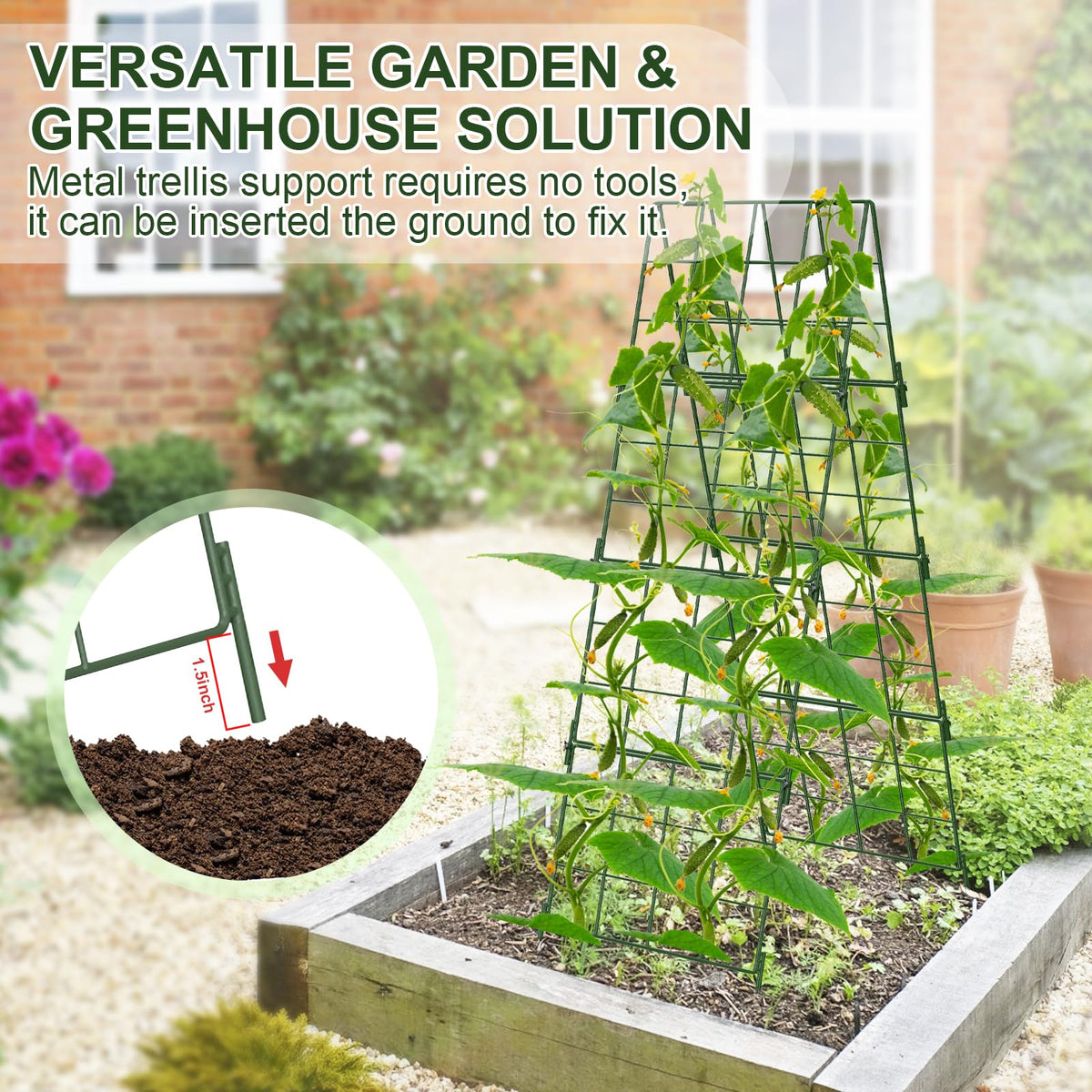 iGreely trellis includes cable zip ties to guide plants along a climbing path