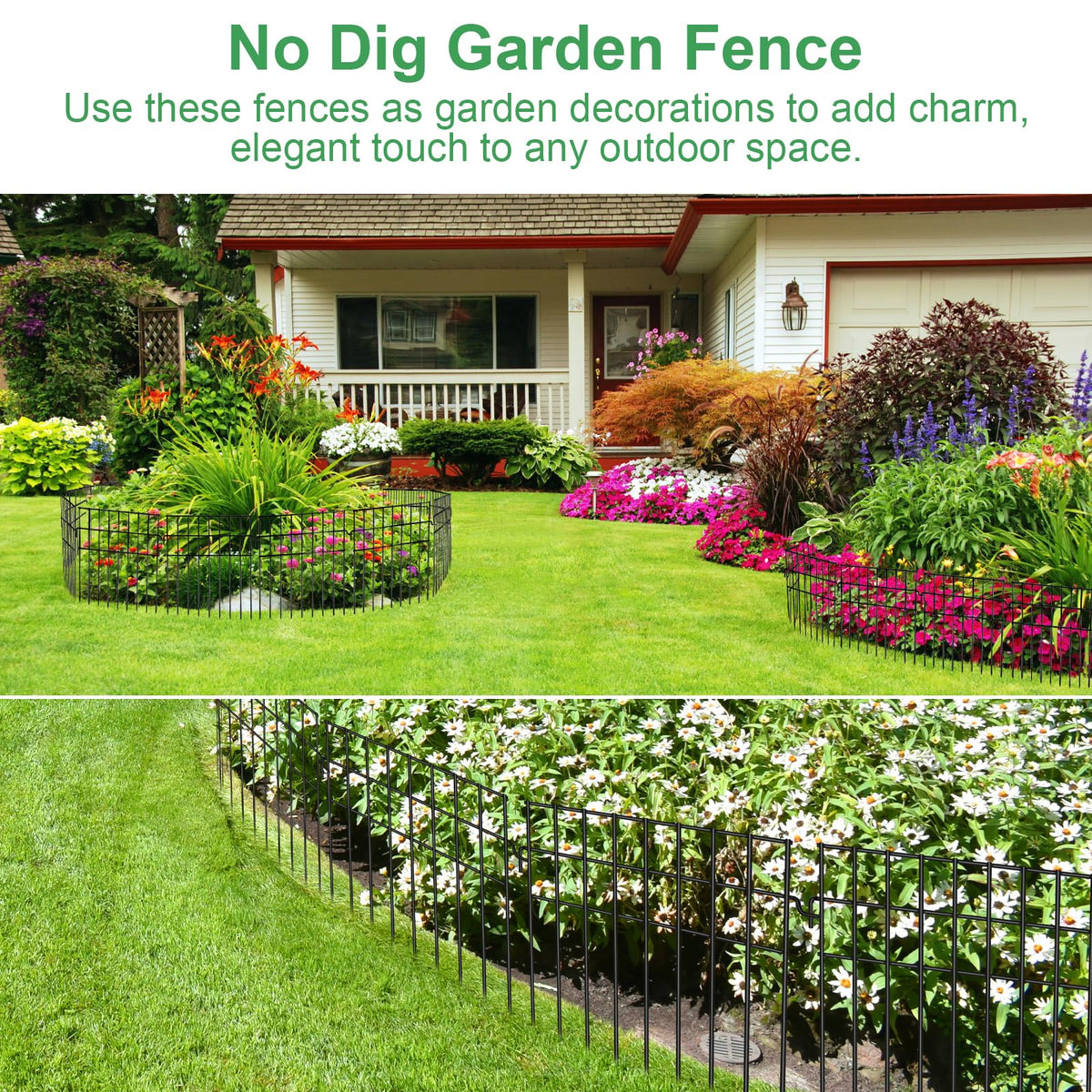 iGreely yard perimeter fence helps define areas while protecting plants.