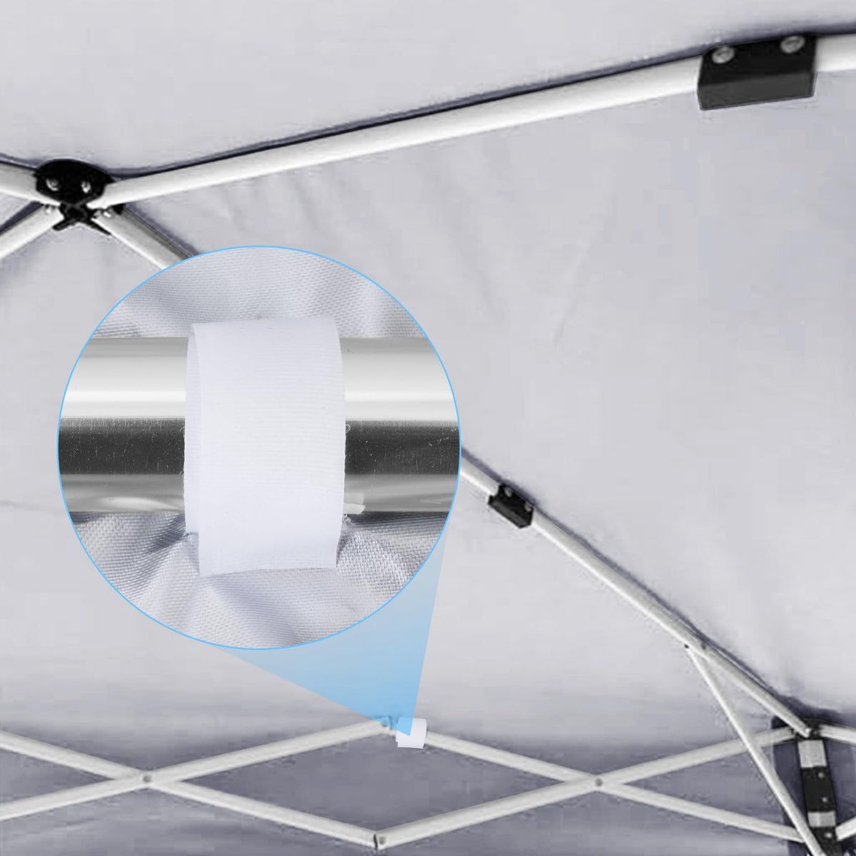 420D Oxford fabric canopy top in blue with UV protection features