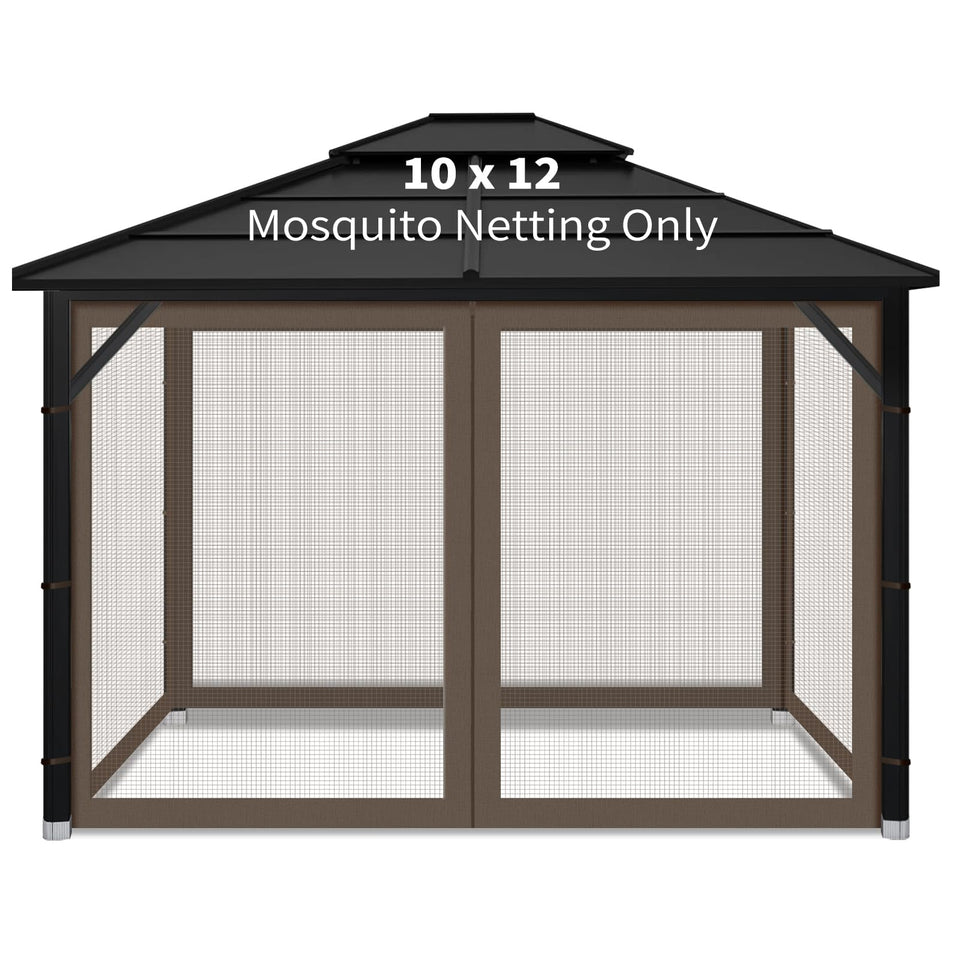 Iheqard gazebo mosquito netting four-panel setup for bug-free outdoor space.