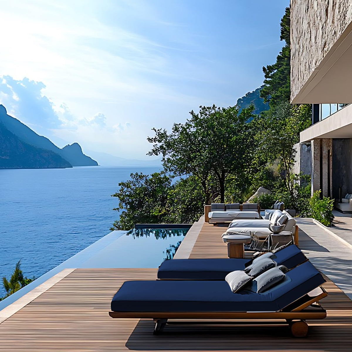 Iheqard cushions ideal for poolside, garden, balcony, and lawn lounging setups.