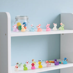 IHFAIO mini resin rabbits for cute table decor and collectible displays