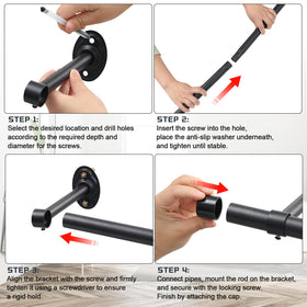 Durable powder-coated steel construction resists rust on the Ihomepark black rod.