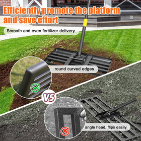Ihomepark lawn leveling rake shows 60-inch extendable handle for reach.