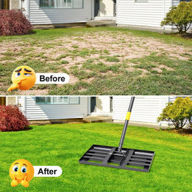 Ihomepark lawn leveling rake with sturdy handle ensures steady leveling work.