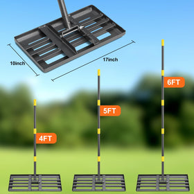 Ihomepark lawn leveling rake size 17x10 inches for easy maneuvering.