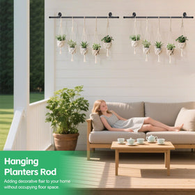 Ihomepark vertical planter rod mounted on wall showcasing trailing plants and lights.