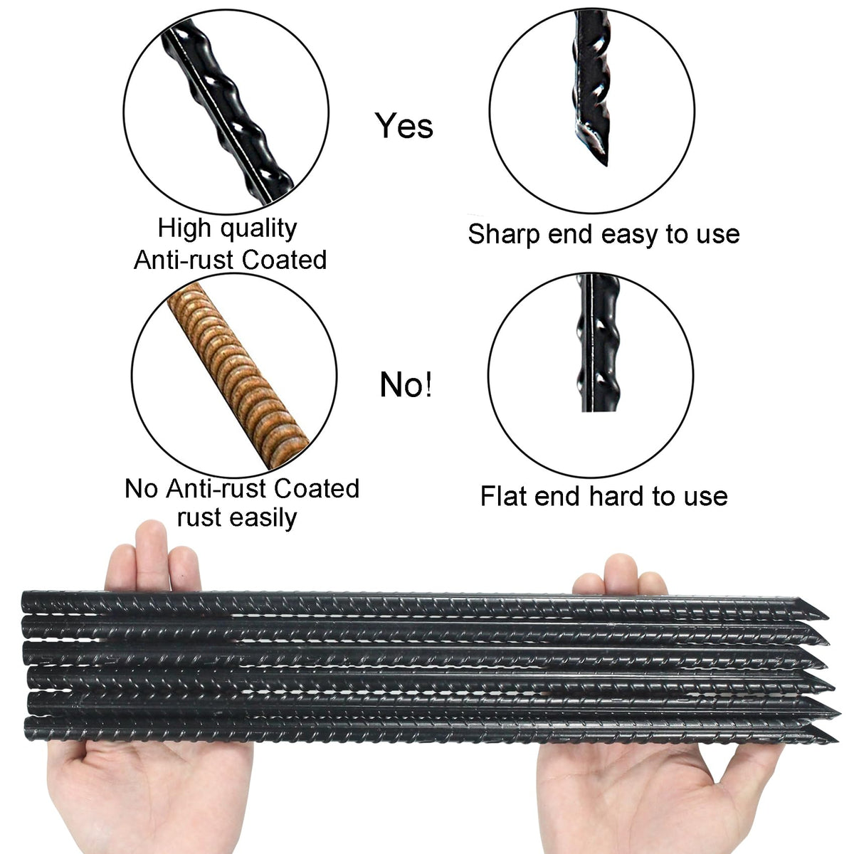 IHOSHENG black powder coated stake demonstrates weather resistance and durability