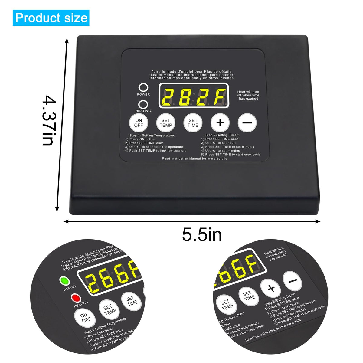 IHOUMEX LED display shows clear readings for Masterbuilt smoker use.