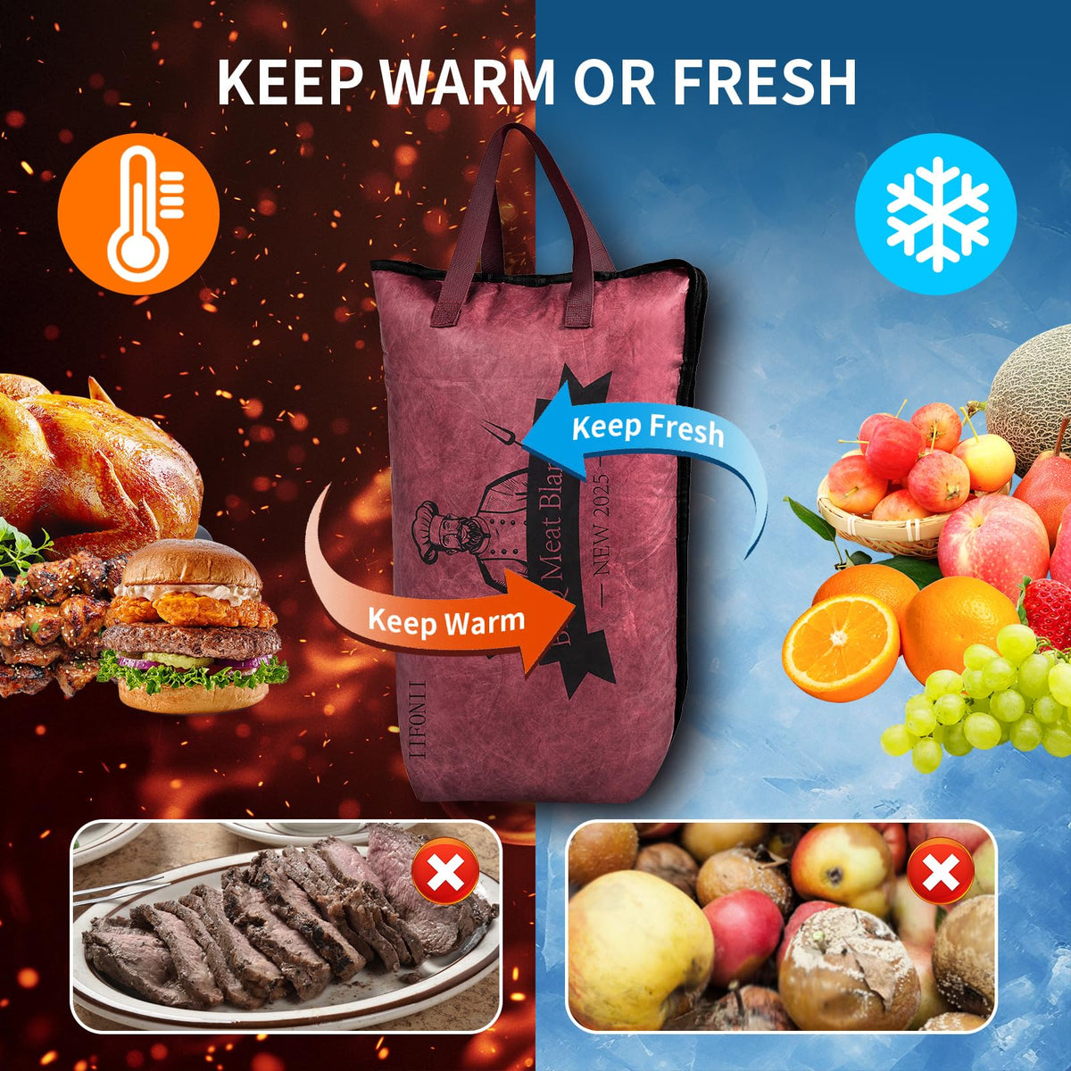 IIFONII meat resting bag ideal for outdoor gatherings and tailgate parties