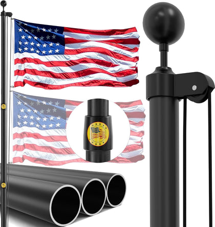IIOPE 25FT flag pole base in a yard for confident outdoor display.