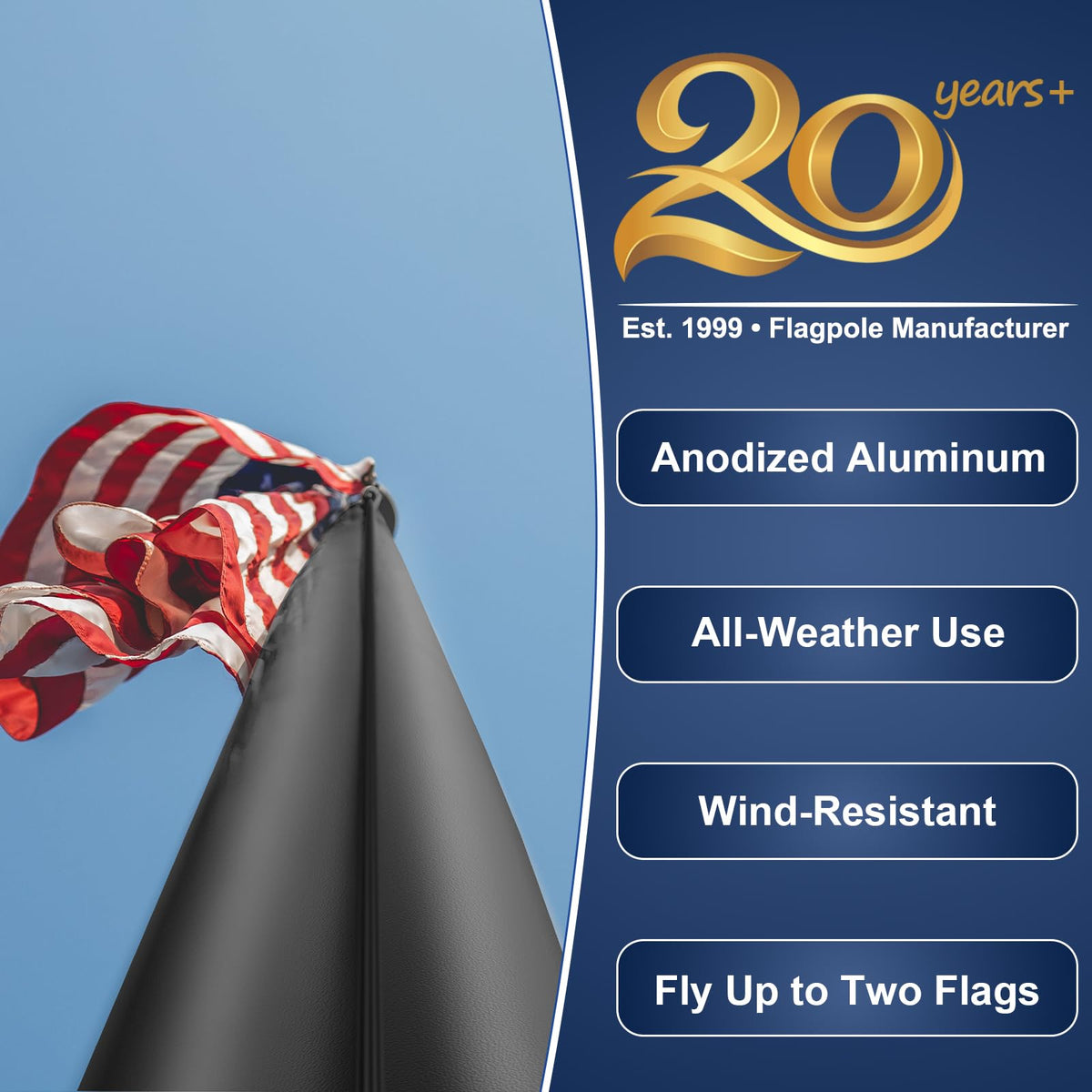 IIOPE flag pole displayed with two flags is visually striking.
