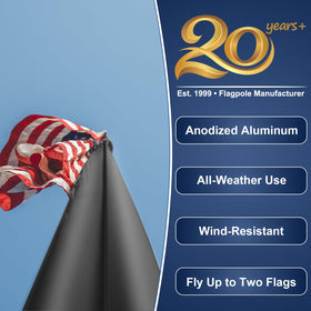 IIOPE flag pole displayed with two flags is visually striking.