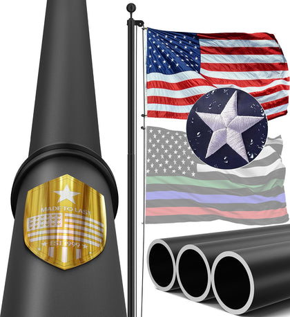 IIOPE 25ft bottom-tube 2-7-inch offers added stability for outdoor flag displays.