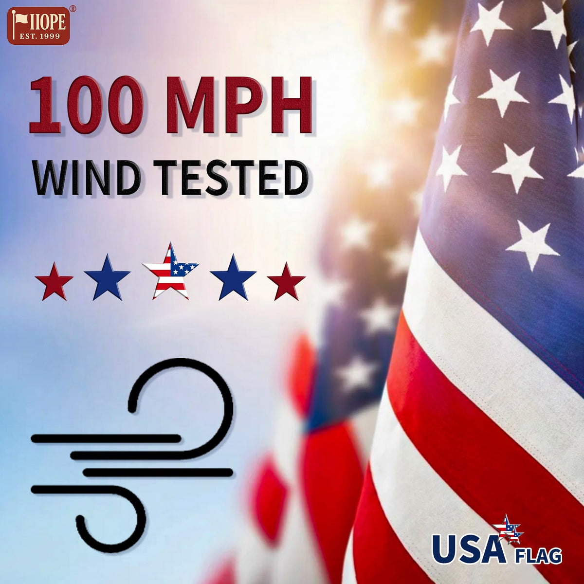 IIOPE 25ft complete kit includes flag and hardware for easy setup.