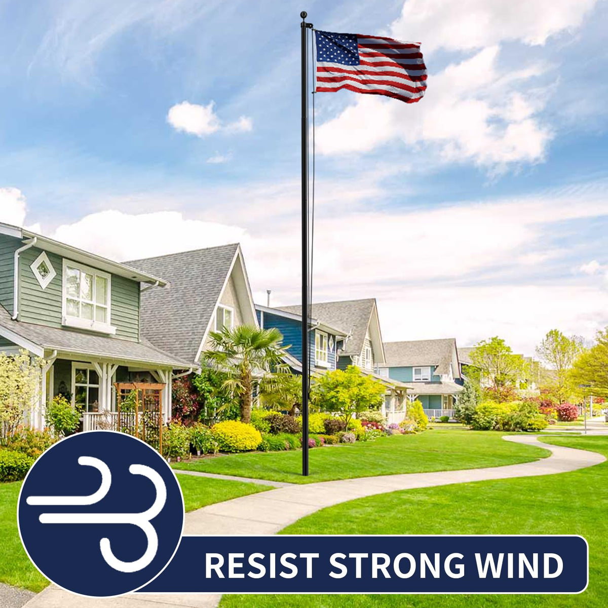IIOPE flag pole with USA flag kit included ready for quick outdoor setup