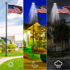 IIOPE flag pole wind-tested to 120 MPH for reliable performance.
