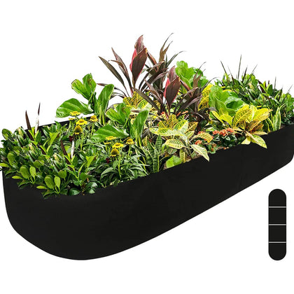 ikanboo fabric raised garden bed in full view for organized outdoor planting