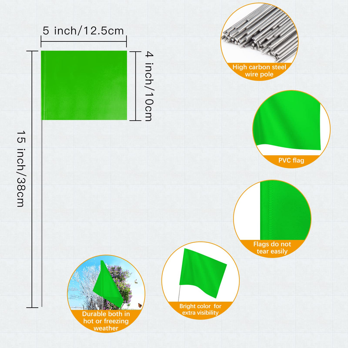 IKAYAS PVC green yard flags small markers in a 50-pack