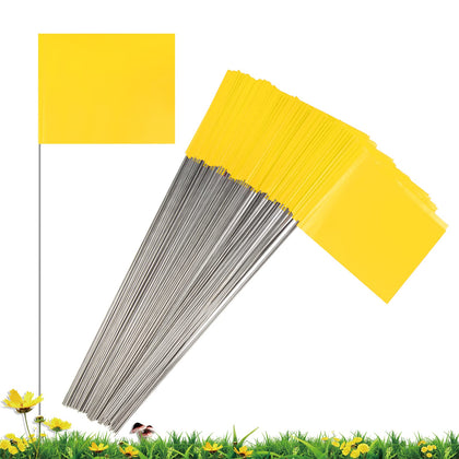 IKAYAS yellow yard marking flags for clear garden planning and boundary marking.