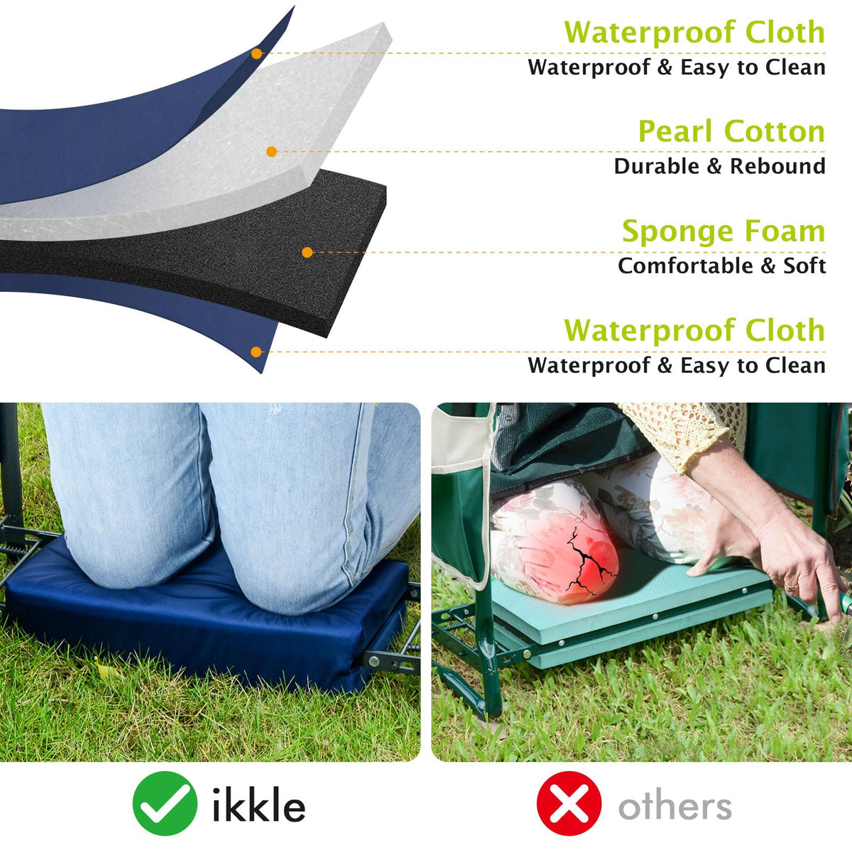 ikkle heavy-duty garden kneeler in use as kneeling pad for gardening
