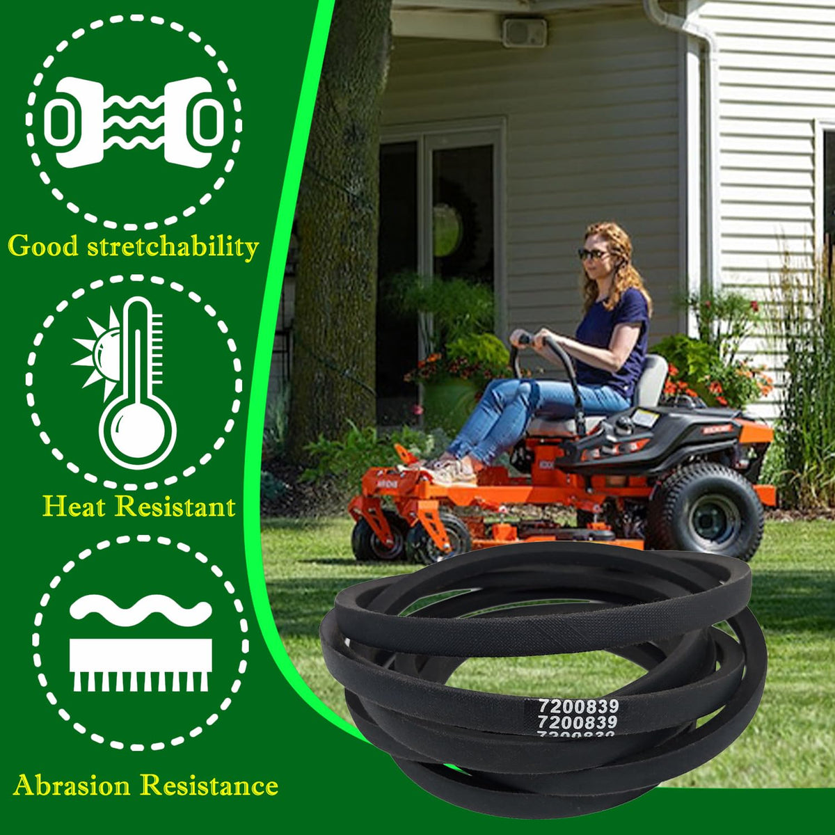 IKSI 7200839 belt compatibility with 915254 Ariens Edge 52-inch mower ensures seamless fit