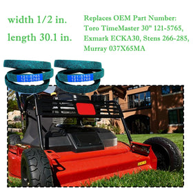 IKSI drive belt for TurfMaster 30in deck; durable wrapped belt in action