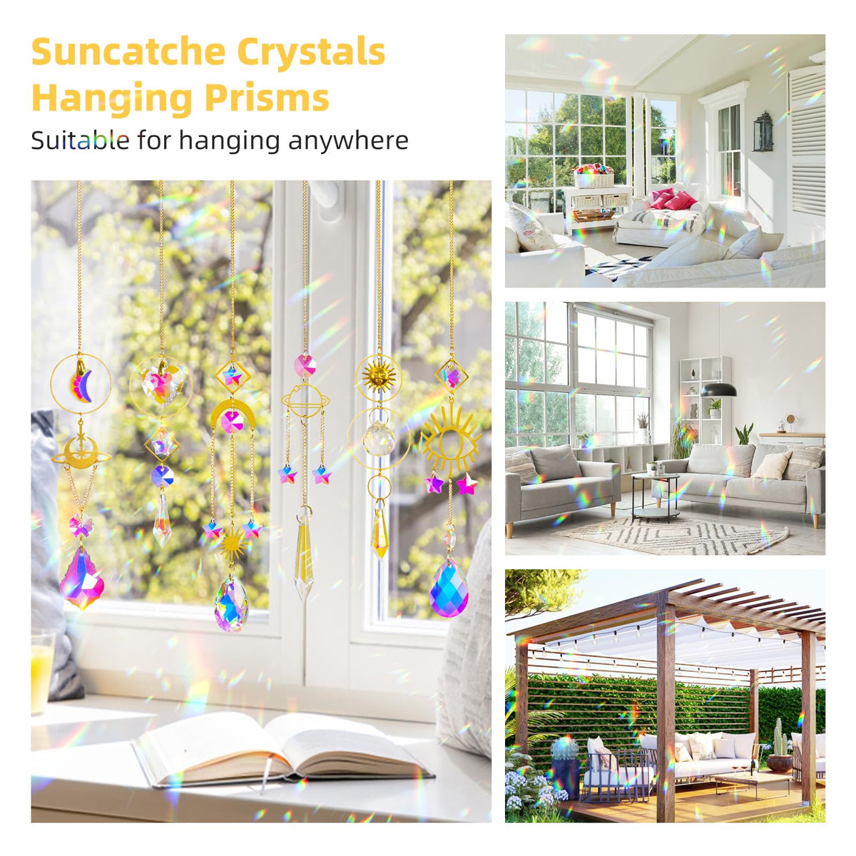 ilclviz hanging crystal prism for elegant home garden decor