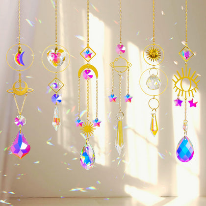 ilclviz sun catchers 6pieces colorful crystals casting rainbow light indoors
