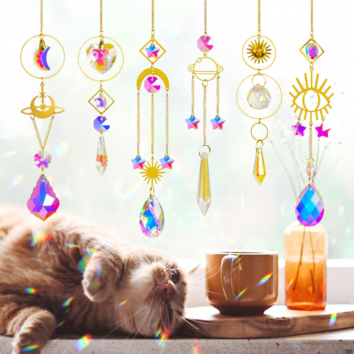 ilclviz crystal prism chain pendant set decorative windows