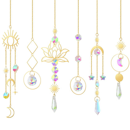ilclviz six-piece colorful crystal suncatcher chains creating window color reflections