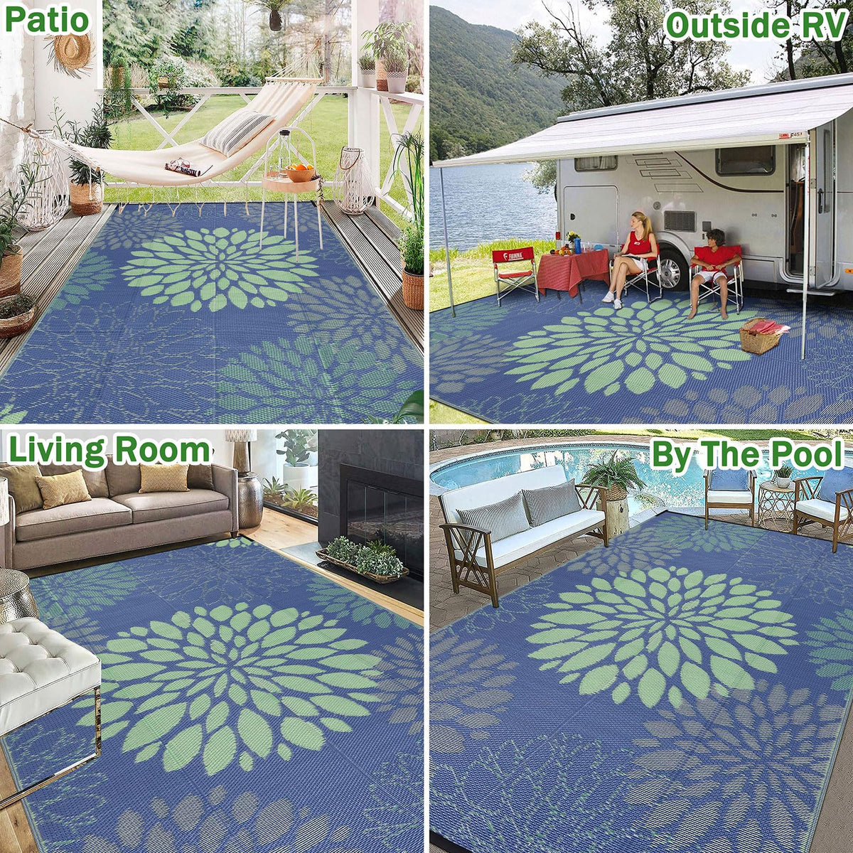 Ileading lightweight rug with carrying bag ready for camping and travel.